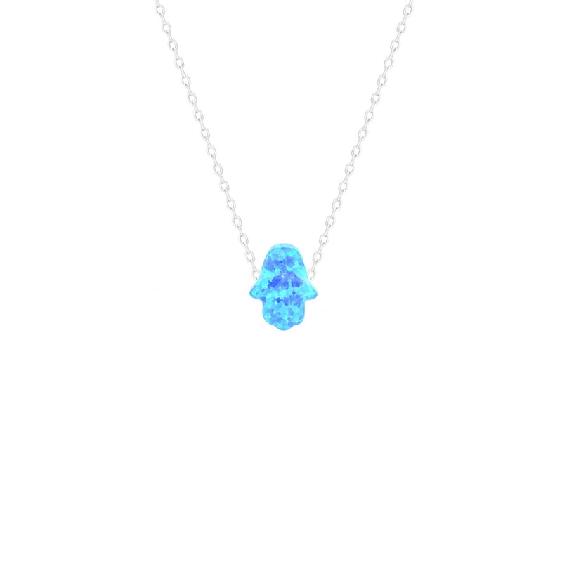 Sparkling Blue Opal Heart Necklace