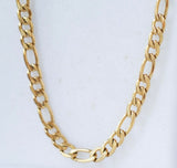 GOLD DIAMOND CUT FIGARO CHAIN NECKLACE