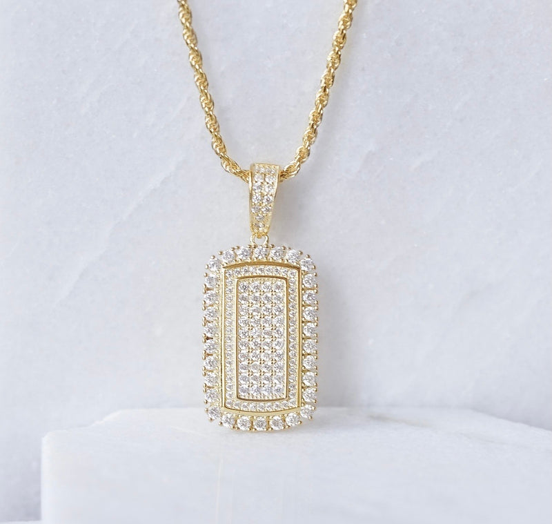 CRYSTAL TAG GOLD NECKLACE